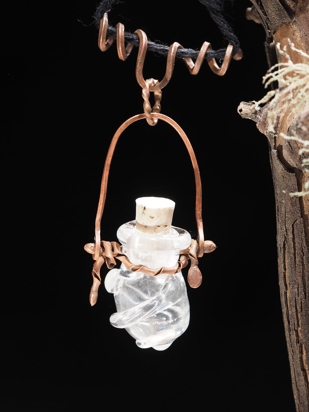 Handmade Rustic Bottle Pendant with Copper Findings I