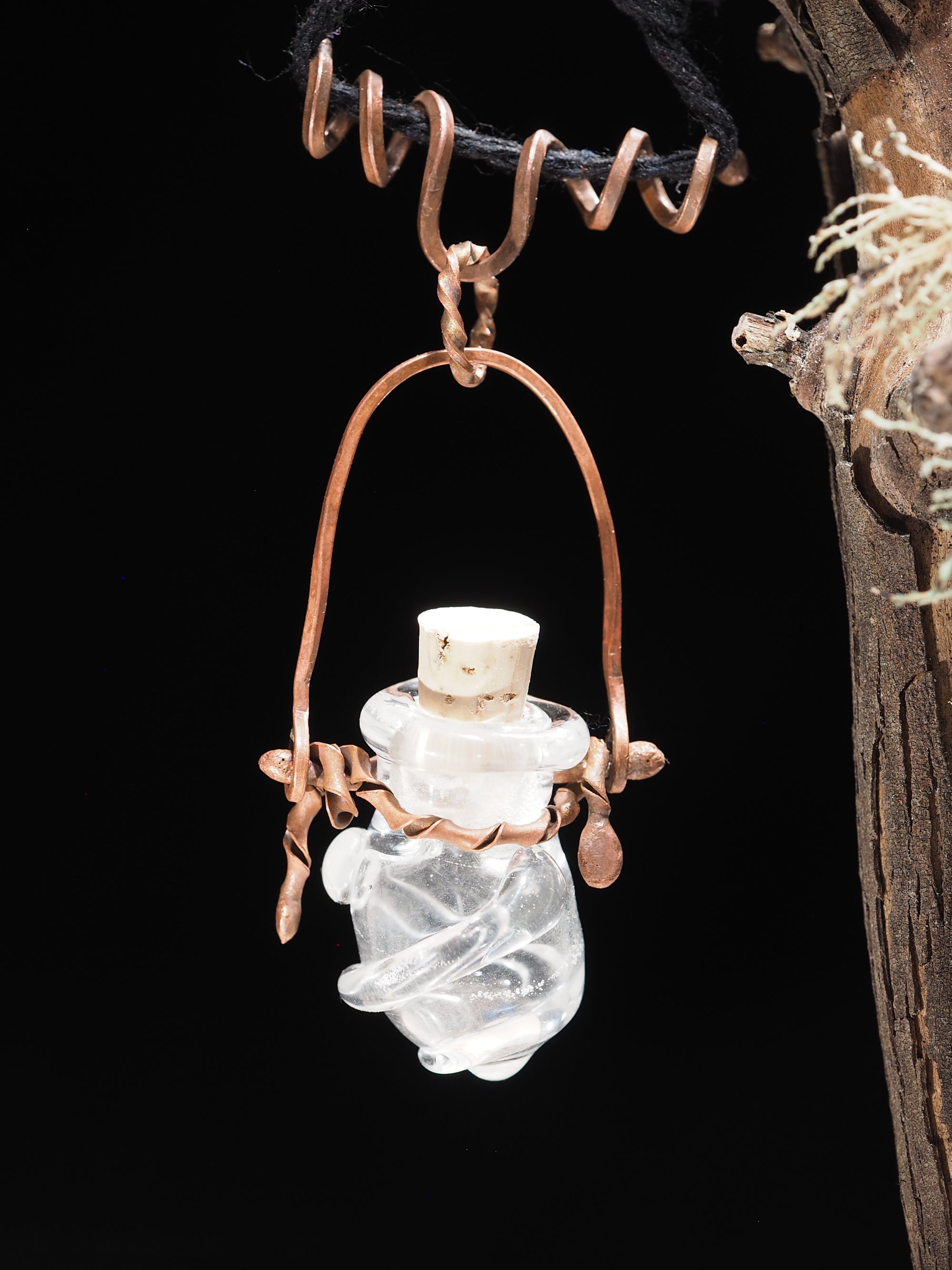 Handmade Rustic Bottle Pendant with Copper Findings I