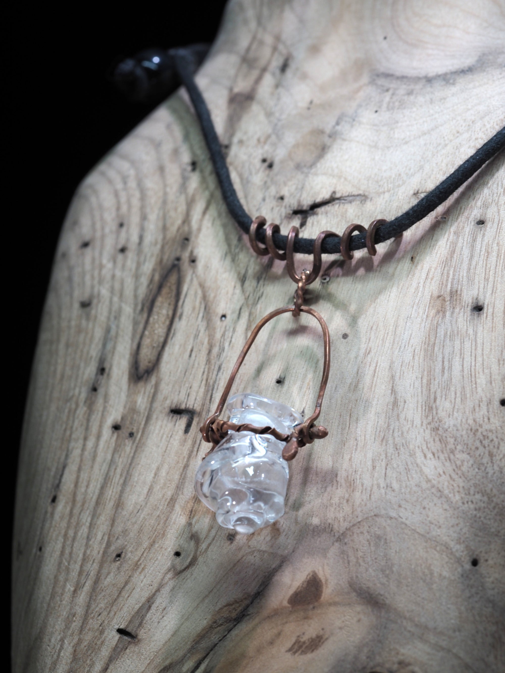Handmade Rustic Bottle Pendant with Copper Findings I