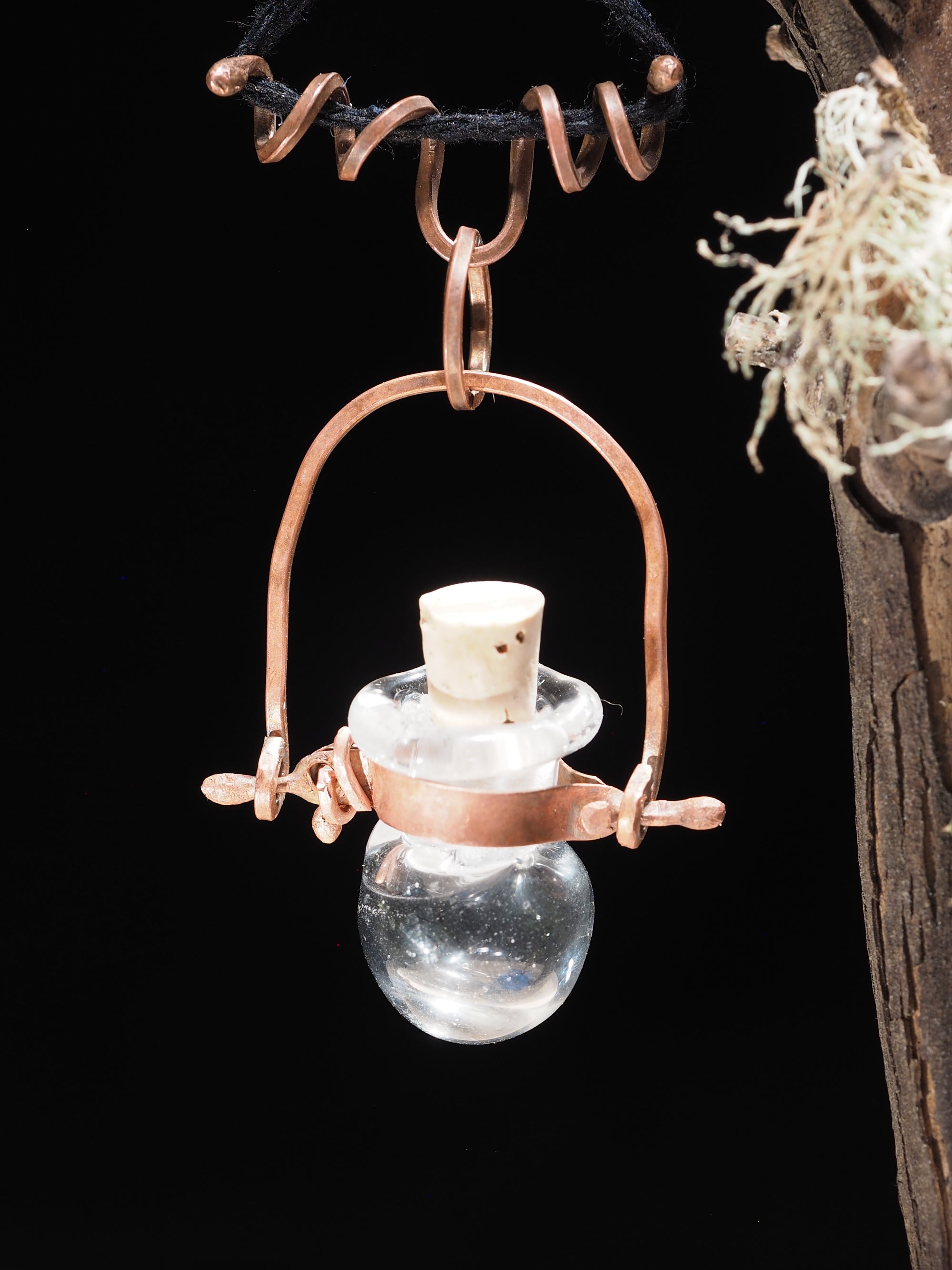 Handmade Rustic Bottle Pendant with Copper Findings II