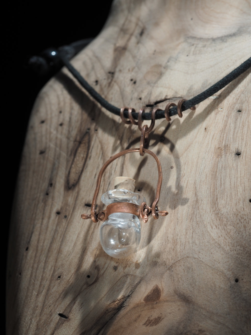 Handmade Rustic Bottle Pendant with Copper Findings II