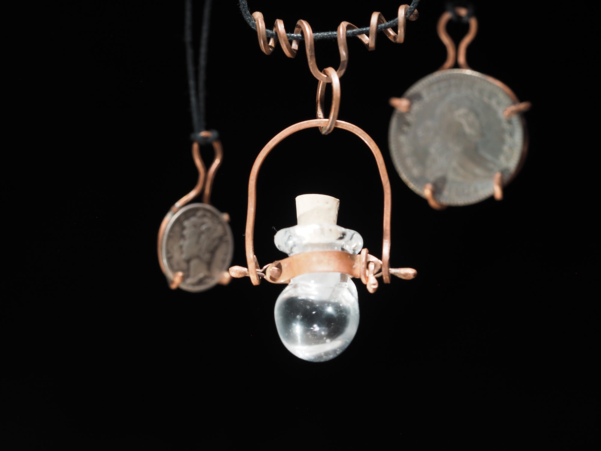 Handmade Rustic Bottle Pendant with Copper Findings II