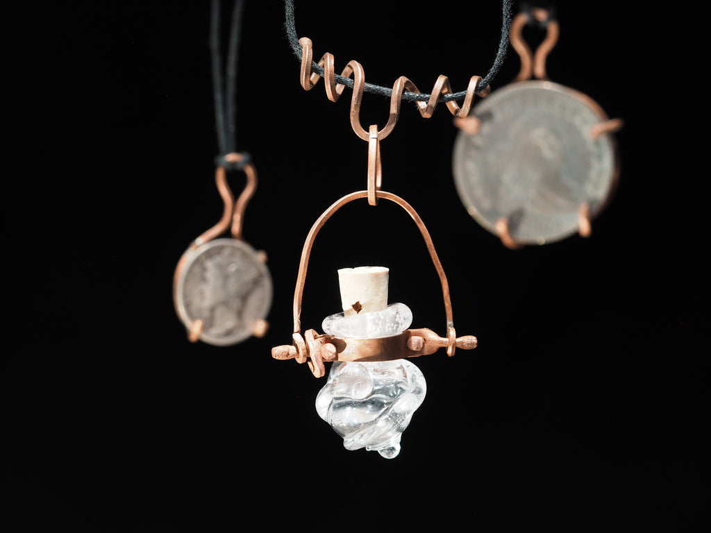 Handmade Rustic Bottle Pendant with Copper Findings III