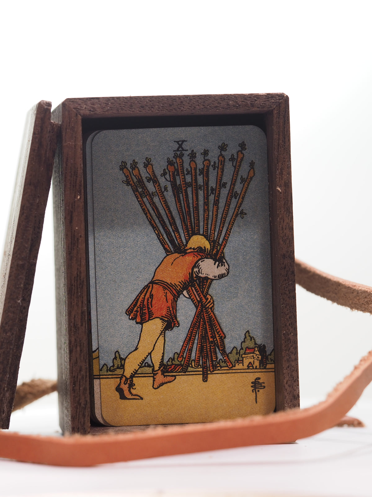 Handmade California Black Walnut Mini Tarot Deck Box Set w/ Borderless Mini Tarot Cards