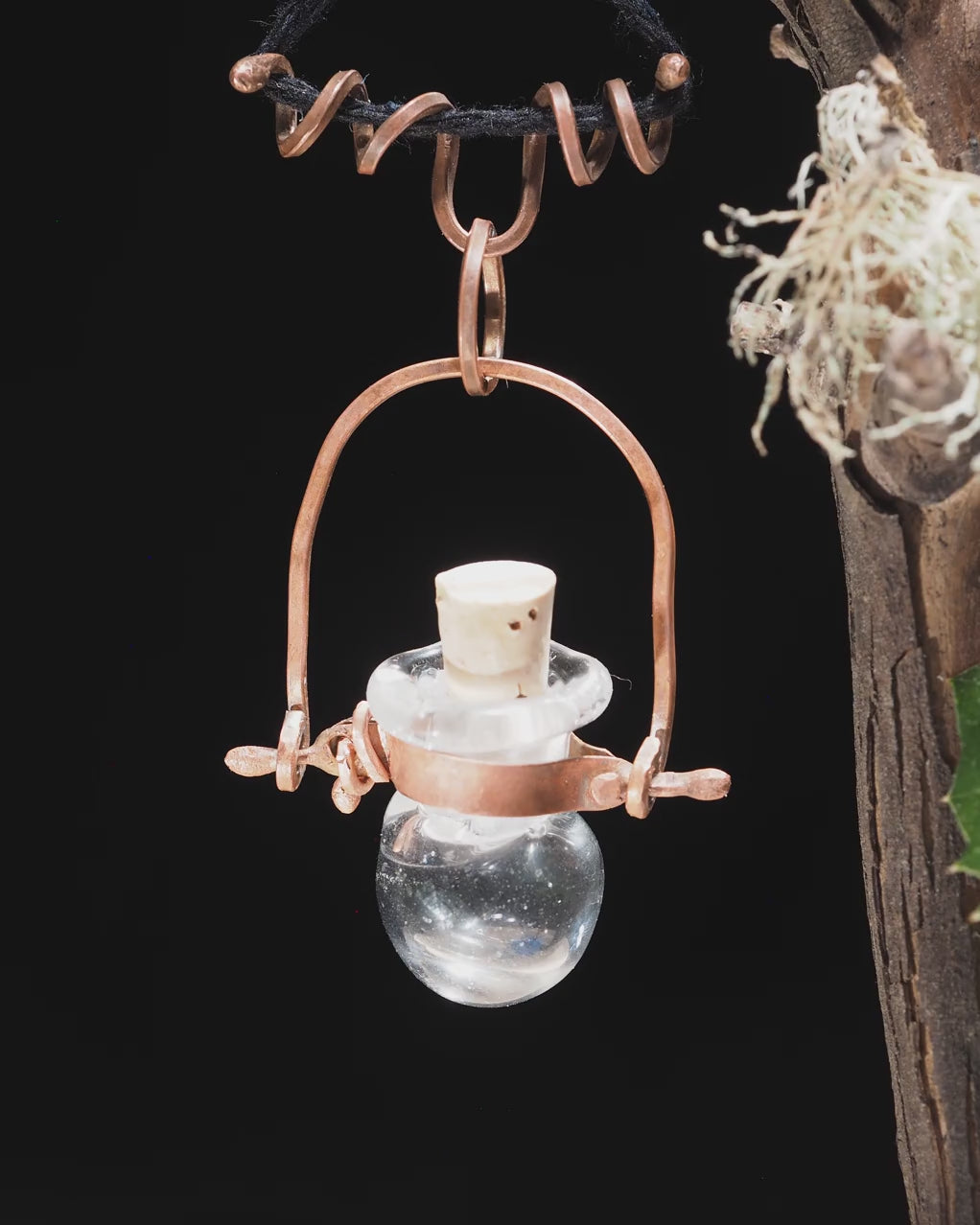 Handmade Rustic Bottle Pendant with Copper Findings II