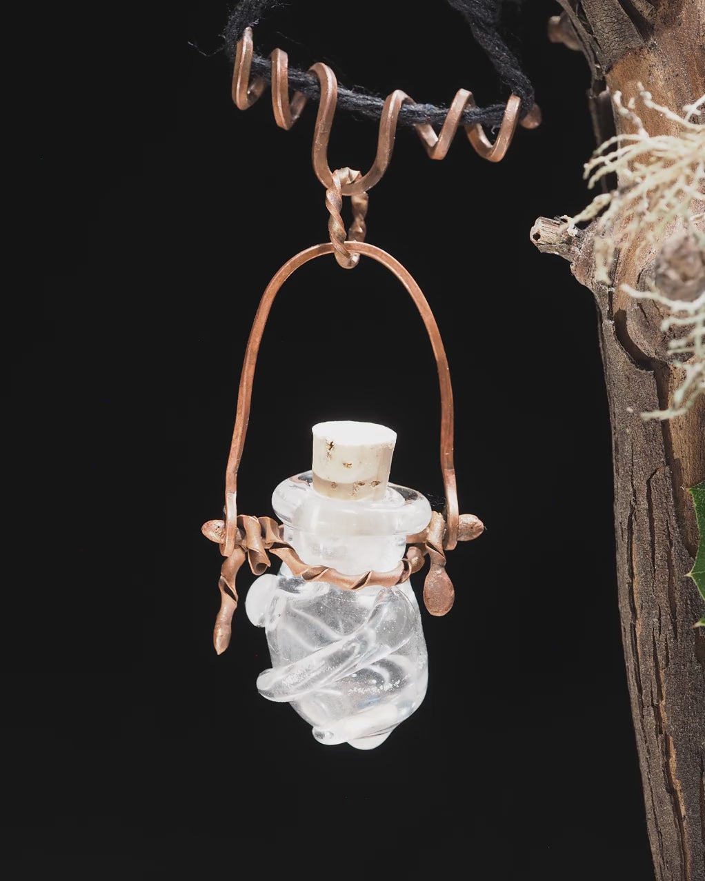 Handmade Rustic Bottle Pendant with Copper Findings I